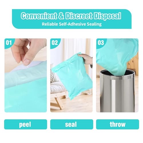 Large Adult Diaper Disposable Bags 12 x17 In, 100 Pcs Opaque Personal Disposal Bag Extra Thick Secure Closure, Odor Control Discreet for Diapers Incontinence Pads Sanitary Product Disposal