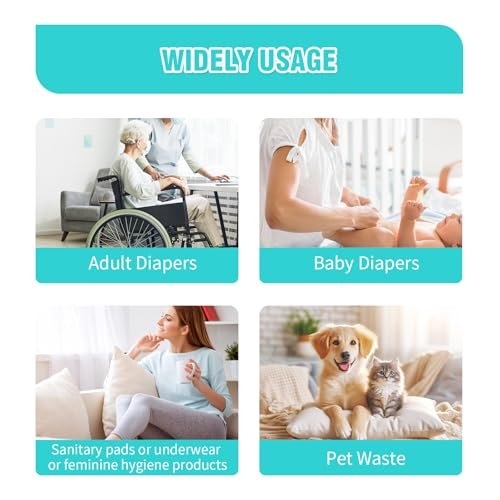 Large Adult Diaper Disposable Bags 12 x17 In, 100 Pcs Opaque Personal Disposal Bag Extra Thick Secure Closure, Odor Control Discreet for Diapers Incontinence Pads Sanitary Product Disposal