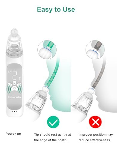 Large Flow Electric Nasal Aspirator, Nose Sucker for Baby, Nose Cleaner for Toddlers with 3 Suction Levels, Soothing Music and Light