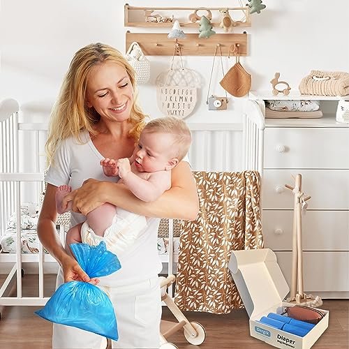 LEATHER Diaper Disposable Bags Dispenser | 105 Diapers Disposal Trash Bag (7 Rolls Refill), Fit Most Waste Bag Dispenser On-the-Go, Baby Poop| 1.0 Mil Thick, Tear Resistant, Brown