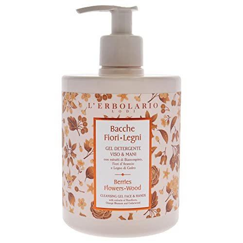 L'Erbolario Berries Flowers Wood Cleansing Gel Face and Hands - Cleanser Face Wash for Dry, Oily Skin - Facial Cleanser Scented Removes Makeup and Sweat - Hand Cleanser for Sensitive Skin - 16.9 oz