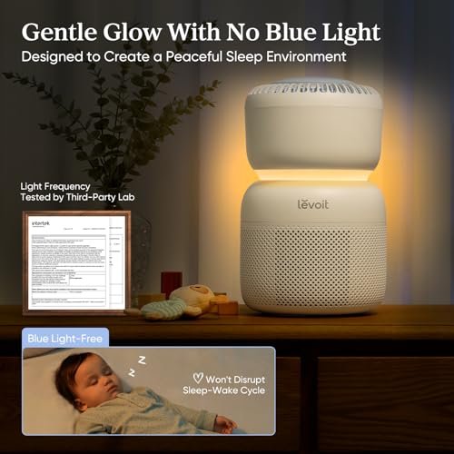 LEVOIT Air Purifier for Baby with White Noise Sound Machine and Blue-Light-Free Night Light in Bedroom, HEPA Filter Removes Ultrafine Particle, AHAM VERIFIDE, 5 Air Quality Monitor, Smart WiFi, Sprout