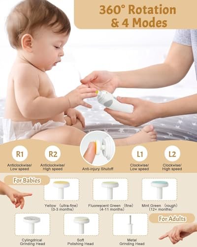 Lictin Baby Healthcare and Grooming Kit, 26 in 1 Rechargeable Nail Trimmer Electric Set,Safe File with Auto Light, Newborn Nursery Health Care Portable Safety Set for Infant Toddlers Boys Girls, Grey