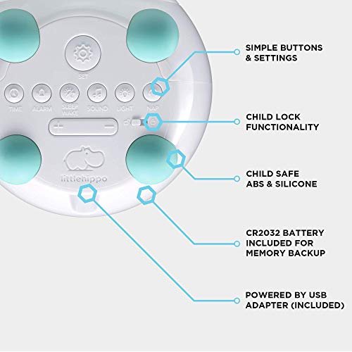 LittleHippo Mella: Ready to Rise Children's Sleep Trainer, Night Light, Sound Machine and OK to Wake Alarm Clock for Toddlers and Kids - Arctic Blue