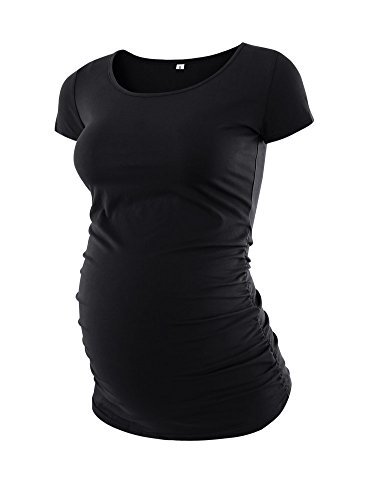 Liu & Qu Womens Maternity Tops Short Sleeve Round Neck Pregnancy Shirts 3 Packs