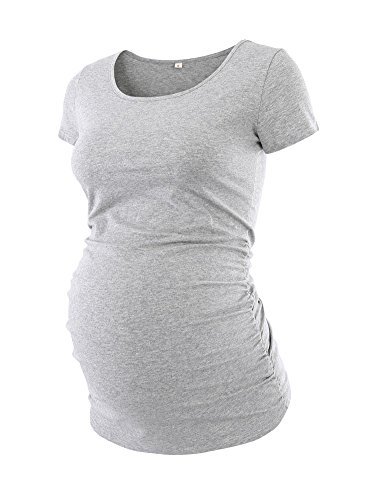 Liu & Qu Womens Maternity Tops Short Sleeve Round Neck Pregnancy Shirts 3 Packs