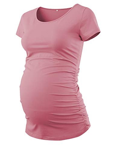 Liu & Qu Womens Maternity Tops Short Sleeve Round Neck Pregnancy Shirts 3 Packs