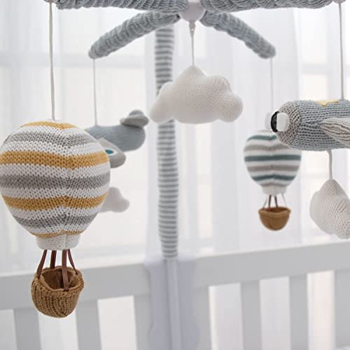 LIVING TEXTILES Baby Music Mobile - Up & Away Crib Toy, Sky Hot Air Balloon,Clouds Planes, Musical Nursery Decor, Calming Soother with 12 Lullabies Essential Perfect Toy for Boys Girls, Blue