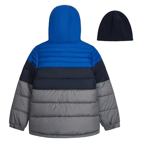 LONDON FOG Baby Boys' Heavyweight Puffer Jacket with Sherpa-Lined Hood & Fleece Beanie