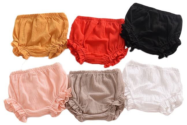 LOOLY Unisex Baby Girls Boys 3 Pack Cotton Linen Blend Bloomer Shorts