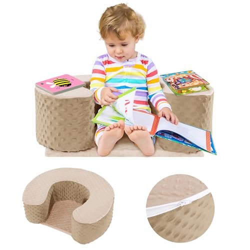 MABOZOO Foam Baby Floor Seat Pillow for Sitting Balance - Soft Infant Support Ring for Babies, Toddlers (Beige)
