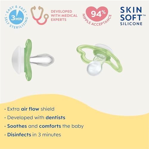 MAM Air Matte Pacifiers, for Sensitive Skin, 6+ Months, Best Pacifier for Breastfed Babies, Baby Boy Pacifiers, 6-16, 4 Count