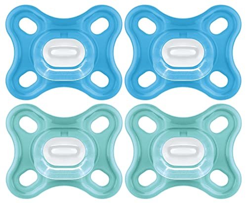 MAM Comfort Baby Pacifiers, Lightweight One-Piece Full Silicone Binky for Newborns 0-3 Months, BPA-Free Nipple, Easy to Clean Pacifier, Best for Breastfed Babies, with Sterilizer Case, 4 Count Binkies