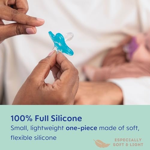 MAM Comfort Baby Pacifiers, Lightweight One-Piece Full Silicone Binky for Newborns 3-12 Months, BPA-Free, Easy to Clean Pacifier, Best for Breastfed Babies, 4 Count Binkies