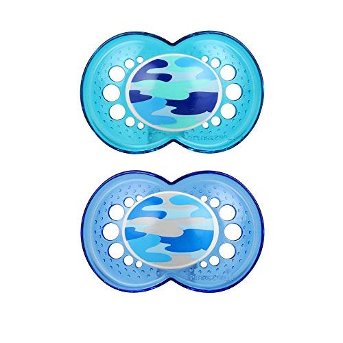 MAM Original Baby Pacifier, Nipple Shape Helps Promote Healthy Oral Development, Sterilizer Case, 2 Pack, 16+ Months, Camo/Boy