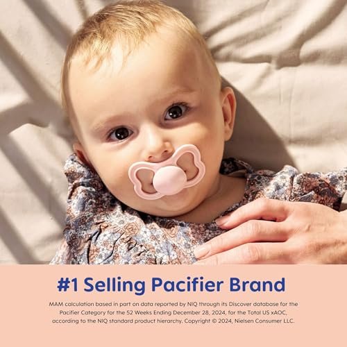 MAM Supreme Night Baby Pacifier, for Sensitive Skin, Patented Nipple, 2 Pack, 6-16 Months, Girl,2 Count (Pack of 1)