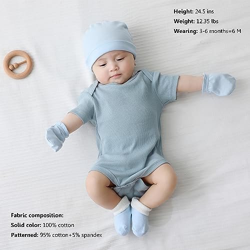 MAMIMAKA Newborn Baby Short Sleeve Bodysuit Cotton One-Piece Baby Clothes 5-Pack, 0-12 Months