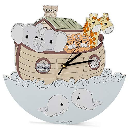 Mark Feldstein & Associates Precious Moments Noah's Ark Soft Pastel 11 x 11 MDF Wood Hanging Wall Clock