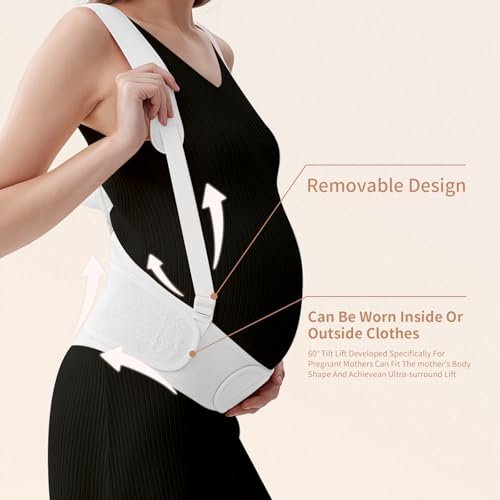 Maternity Belly Bands for Pregnant Women - Double Support Pregnancy Belly Band Breathable Soft Adjustable - Belt for Abdomen Waist Back, Fit Ab 35.5"-55.1" (White, One Size)