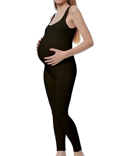 Maternity Workout Romper Pregnancy Yoga Ribbed One Piece Seamless Square Neck Leggings Jumpsuit