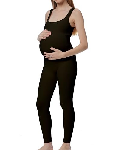 Maternity Workout Romper Pregnancy Yoga Ribbed One Piece Seamless Square Neck Leggings Jumpsuit