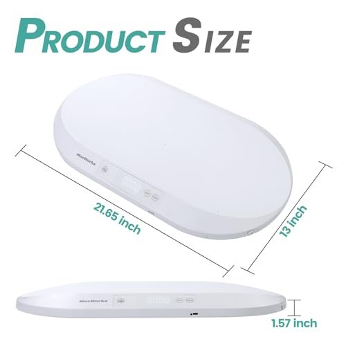 MaxWorks 51075 Baby & Pet Scale – 88 lbs Capacity, Type-C Rechargeable or AAA Battery, Large Platform, Unit Conversion, Lock & Tare, White (g/kg/lb/oz)