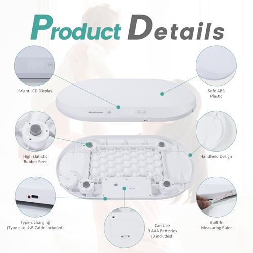 MaxWorks 51075 Baby & Pet Scale – 88 lbs Capacity, Type-C Rechargeable or AAA Battery, Large Platform, Unit Conversion, Lock & Tare, White (g/kg/lb/oz)