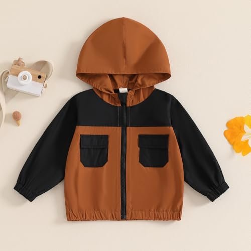 MBMSHEGH Toddler Baby Grils Boys Hoodie Zipper Waterproof Patchwork Raincoat Lightweight Windbreaker Outwear Rain Jacket 1-4T