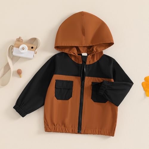 MBMSHEGH Toddler Baby Grils Boys Hoodie Zipper Waterproof Patchwork Raincoat Lightweight Windbreaker Outwear Rain Jacket 1-4T