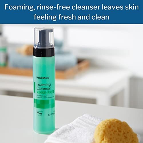 McKesson Rinse-Free Foam Cleanser with Aloe, 9 oz [1 Count] Vitamin A and E - Body Wash & Shampoo for Elderly, Hospital Grade, Cucumber Melon