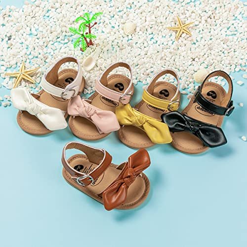 Meckior Baby Toddler Infant Girls PU Leather Soft Open Toe Summer Sandals Flower Princess Flat Shoes