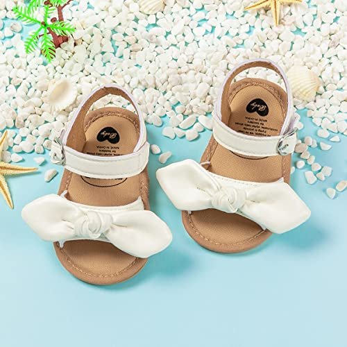 Meckior Baby Toddler Infant Girls PU Leather Soft Open Toe Summer Sandals Flower Princess Flat Shoes