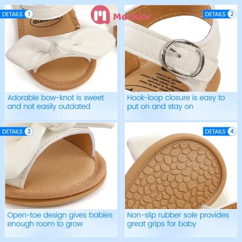 Meckior Baby Toddler Infant Girls PU Leather Soft Open Toe Summer Sandals Flower Princess Flat Shoes