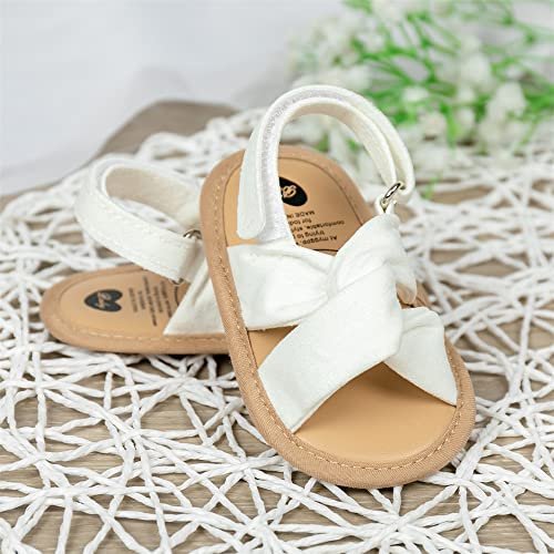 Meckior Infant Baby Girls Boys Summer Sandals Open Toe Lace Princess Dress Wedding Flats Shoes Newborn Toddler Soft Non-slip Sole First Walker Crib Shoes