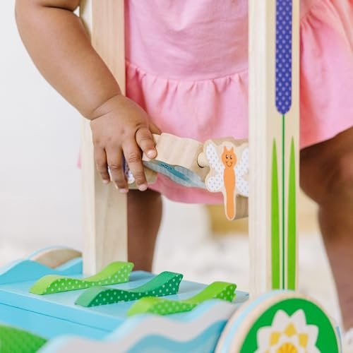 Melissa & Doug First Play Chomp and Clack Alligator Wooden Push Toy and Activity Walker - Pretend Play Developmental Baby Push Walker Toy For Toddlers Ages 1+, 1 EA