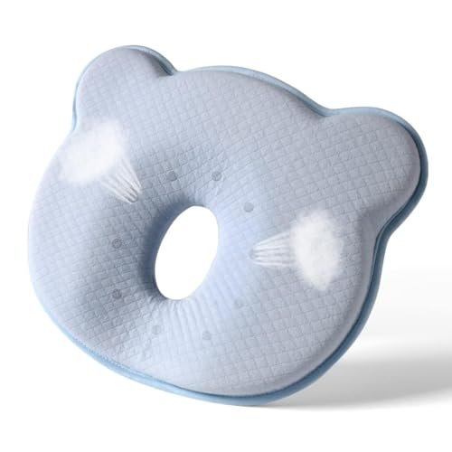 Memory Foam Baby Pillow,Cute Cartoon Bear Soft and Cozy Pillow, Breathable Bedding Set for Infants for Small Boys and Girls Prevent Flat Head