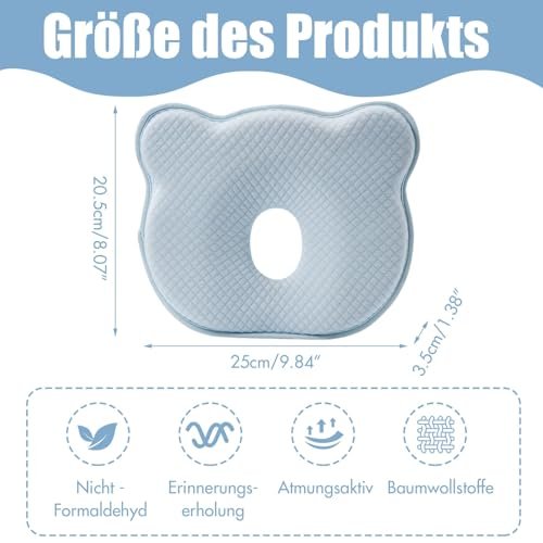 Memory Foam Baby Travel Pillow,Portable Cute Cartoon Bear Soft and Cozy Pillow, Breathable Bedding Set for Infants for Small Boys and Girls Prevent Flat Head