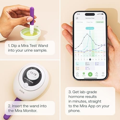 Mira Max Fertility Monitor & Ovulation Test Kit for Women, At-Home Hormone Tracker for LH, PdG & E3G, Digital Analyzer with 20 Test Wands, Lab-Accurate Results with Mira App & Personalized AI Insights
