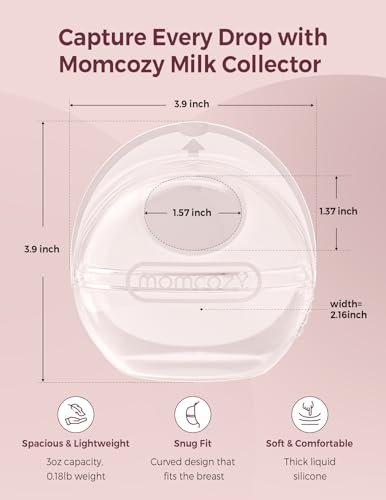 Momcozy Breast Milk Collector, Milk Collectors for Breastfeeding, Reusable Breast Milk Shells, Silicone Catcher with More Fit & Soft (3oz/90ml, 2 Counts)
