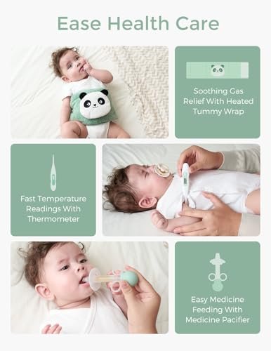 Momcozy Elite Baby Kit, Superior Baby Shower & Registry Essential Kit for Grooming & Health & Cleansing Care, Electric Nail File & Nasal Aspirator,Tummy Wrap,Thermometer,Bath Brush,Teether,Storage Bag