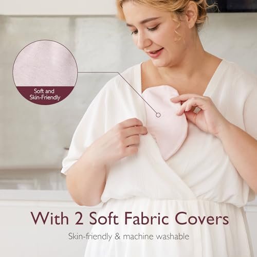 Momcozy Larger Breast Therapy Packs, Hot and Cold Breast Pads with 2 Soft Covers, Breastfeeding Essentials，2 Pack，Pink