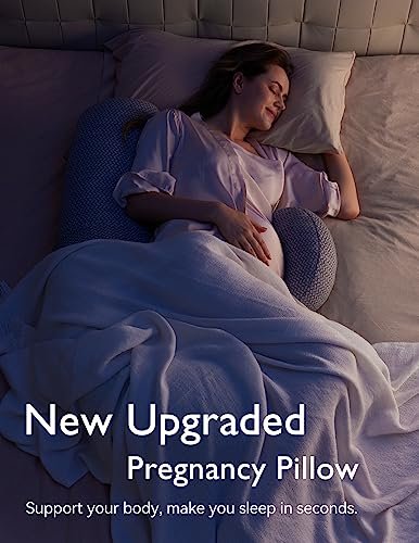 Momcozy Pregnancy Pillows, Original F Shaped, with Air Layer Cover, Grey