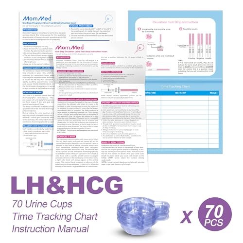 MomMed Ovulation Test Strips, Ovulation and Pregnancy Tests (LH50-HCG20), Includes 50 Ovulation Tests and 20 Pregnancy Tests with 70 Urine Cups, Accurately Track Ovulation and Detect Early Pregnancy