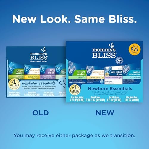Mommy's Bliss Newborn Essentials Gift Set, Includes Gripe Water, Baby Vitamin D/Gas Drops and Gentle Saline Drops/Spray