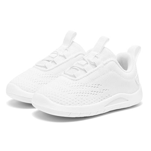 MORENDL Toddler Slip On Sneakers Baby Walking Shoes Non-Slip Breathable Unisex Pink Mesh Lace-Up Athletic Sneakers Infant Running Shoes