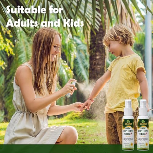 Mosquito Repellent Spray for Body, Family Friendly All Natural Bug Spray, DEET-Free, Bug Spray Travel Size Insect Repellent Spray for Skin 2 Fl Oz, 2 Pack