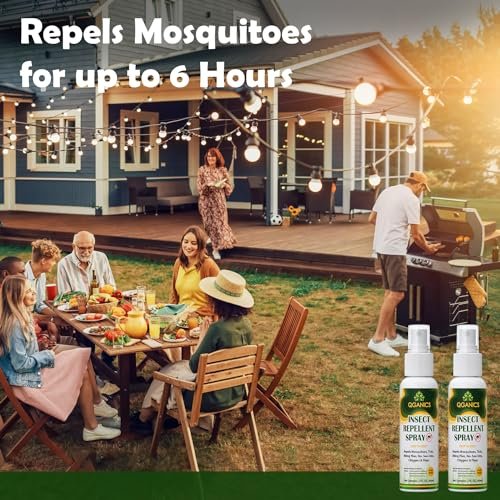 Mosquito Repellent Spray for Body, Family Friendly All Natural Bug Spray, DEET-Free, Bug Spray Travel Size Insect Repellent Spray for Skin 2 Fl Oz, 2 Pack