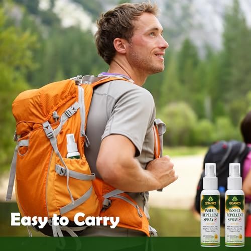 Mosquito Repellent Spray for Body, Family Friendly All Natural Bug Spray, DEET-Free, Bug Spray Travel Size Insect Repellent Spray for Skin 2 Fl Oz, 2 Pack