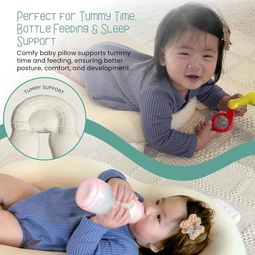 Multifunctional Baby Pillow: Anti-Roll, Nursing, and Tummy Time Features, 3D Air Mesh Fabric for Breathability. Adjustable Thickness, Easy Care