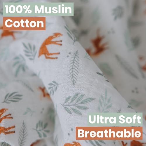 Muslin Changing Pad Cover for Baby Boy and Girl - Extra Soft 100% Cotton Diaper Changing Table Covers - 2 Pack Woodland and Sage Green Changing Pad Sheets